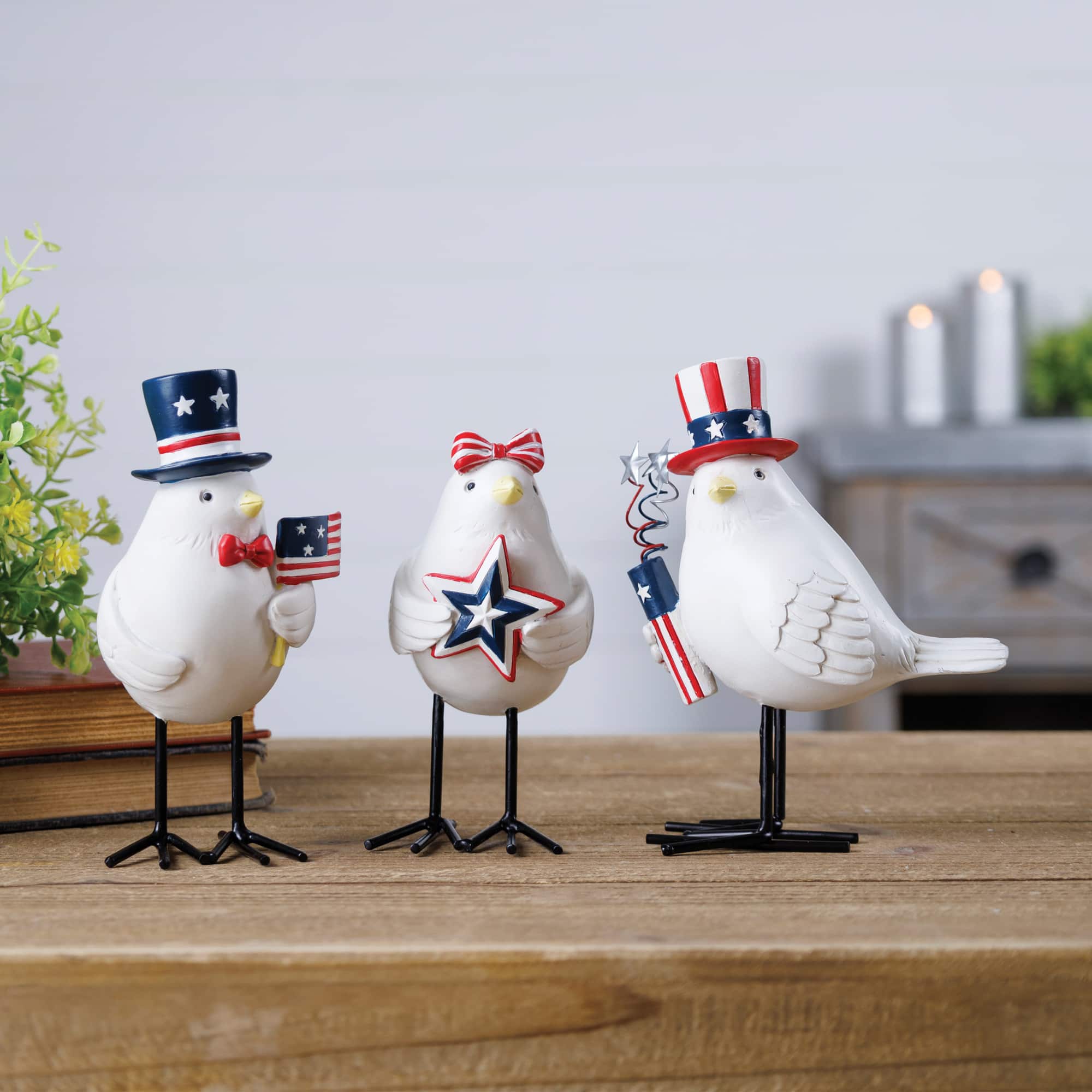 5.75" Americana Bird Figurines, 3ct.
